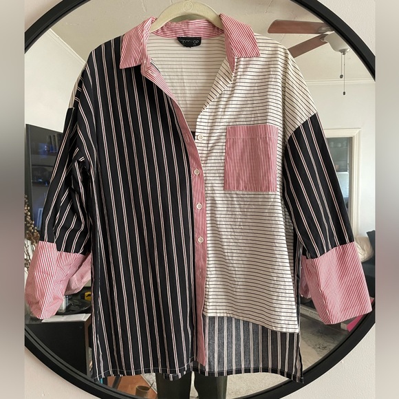 TOPSHOP - Patchwork Button Down - Picture 1 of 3